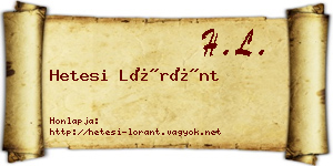 Hetesi Lóránt névjegykártya